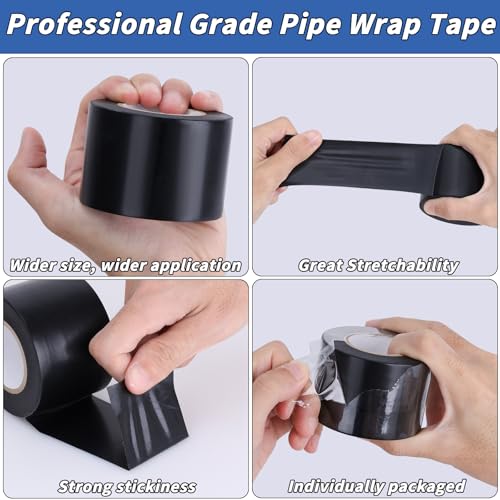 Image of Oleitodh 6 Rolls Black Electrical Tape Bulk 2 Inch x 66ft, Waterproof Vinyl Electric Tape High Temp Insulation Tape for Electrical Protection Home Outdoor Electric Insulating Wire Wrapping