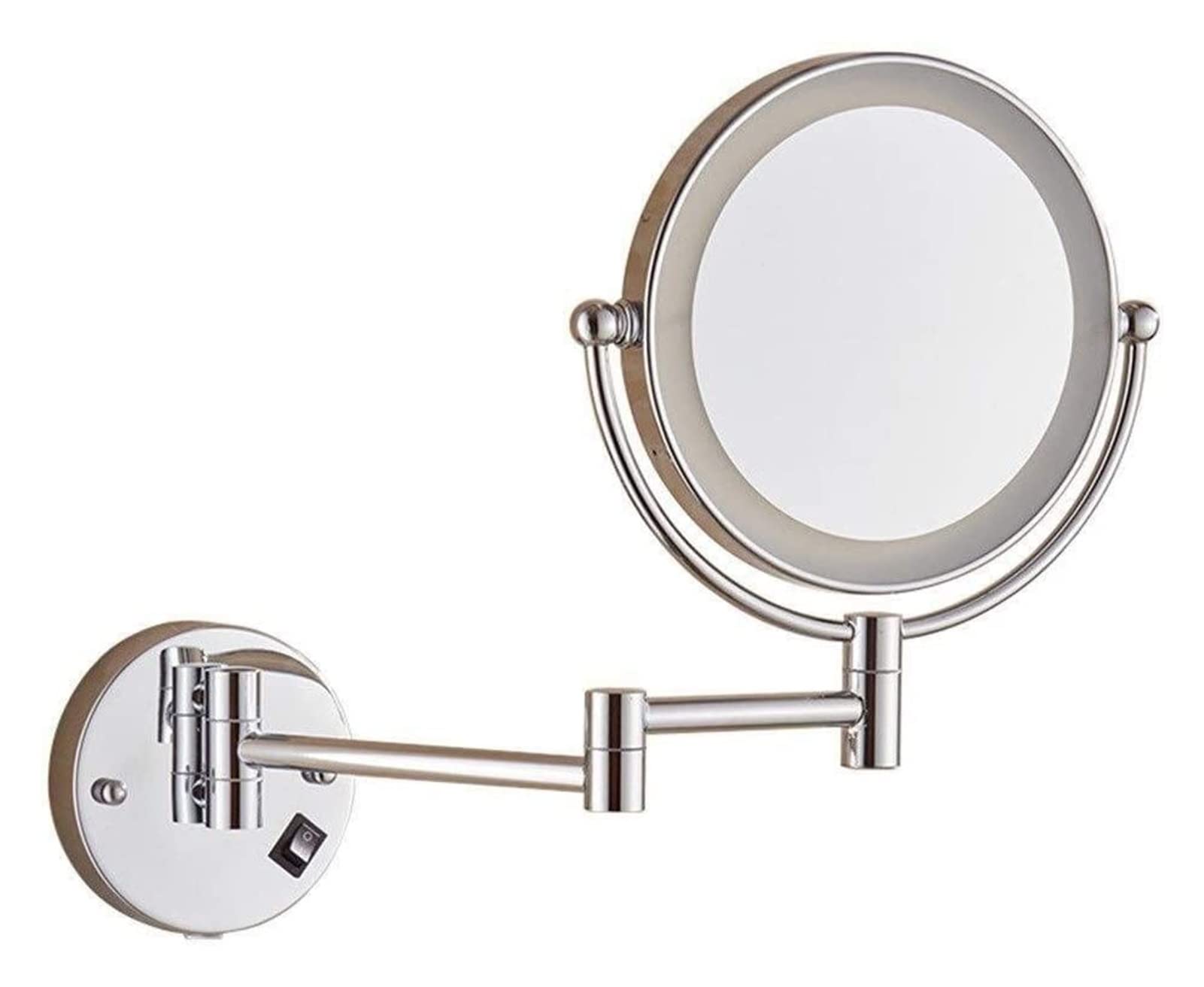 Miroir de beauté mural grossissant 5x orientable avec éclairage LED circulaire pour salle de bain