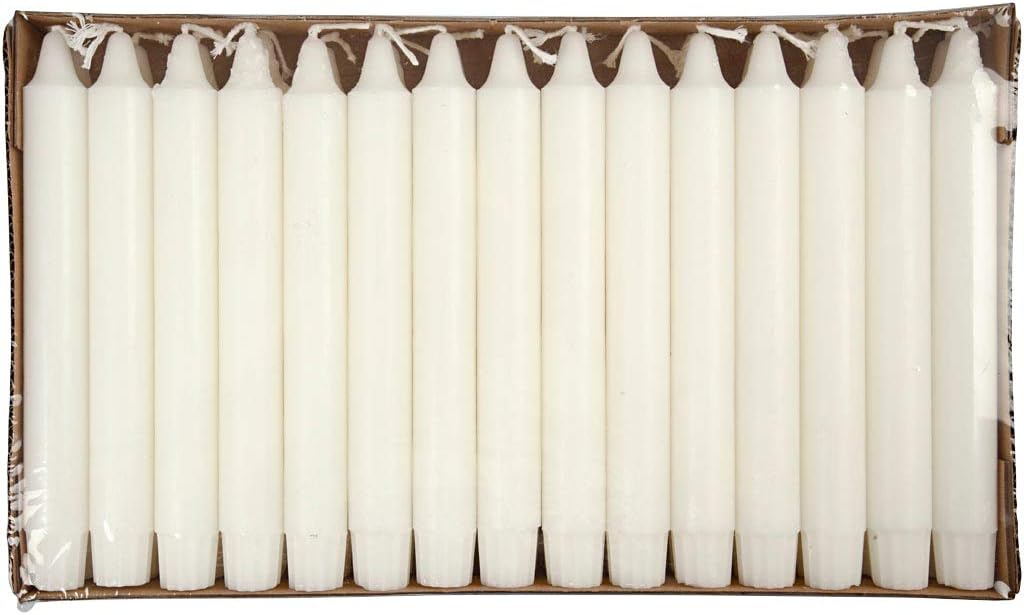 Taper Candles, D: 23 mm, White, 30 pcs