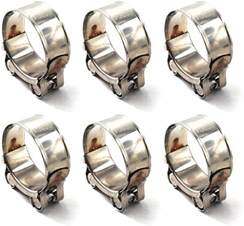 20-22mm T-Bolt Clamp 304 Stainless Steel Pipe Clamp Heavy Duty Hose Clamp (Pack of 6)