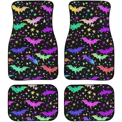 Youngerbaby Bat Galaxy Car Floor Mats Protectors for Women Men Automotive Floor Mats Carpets Front & Rear Floor Mats Car Rubber Floor Mats Anti-Skid 4 Pieces Cover