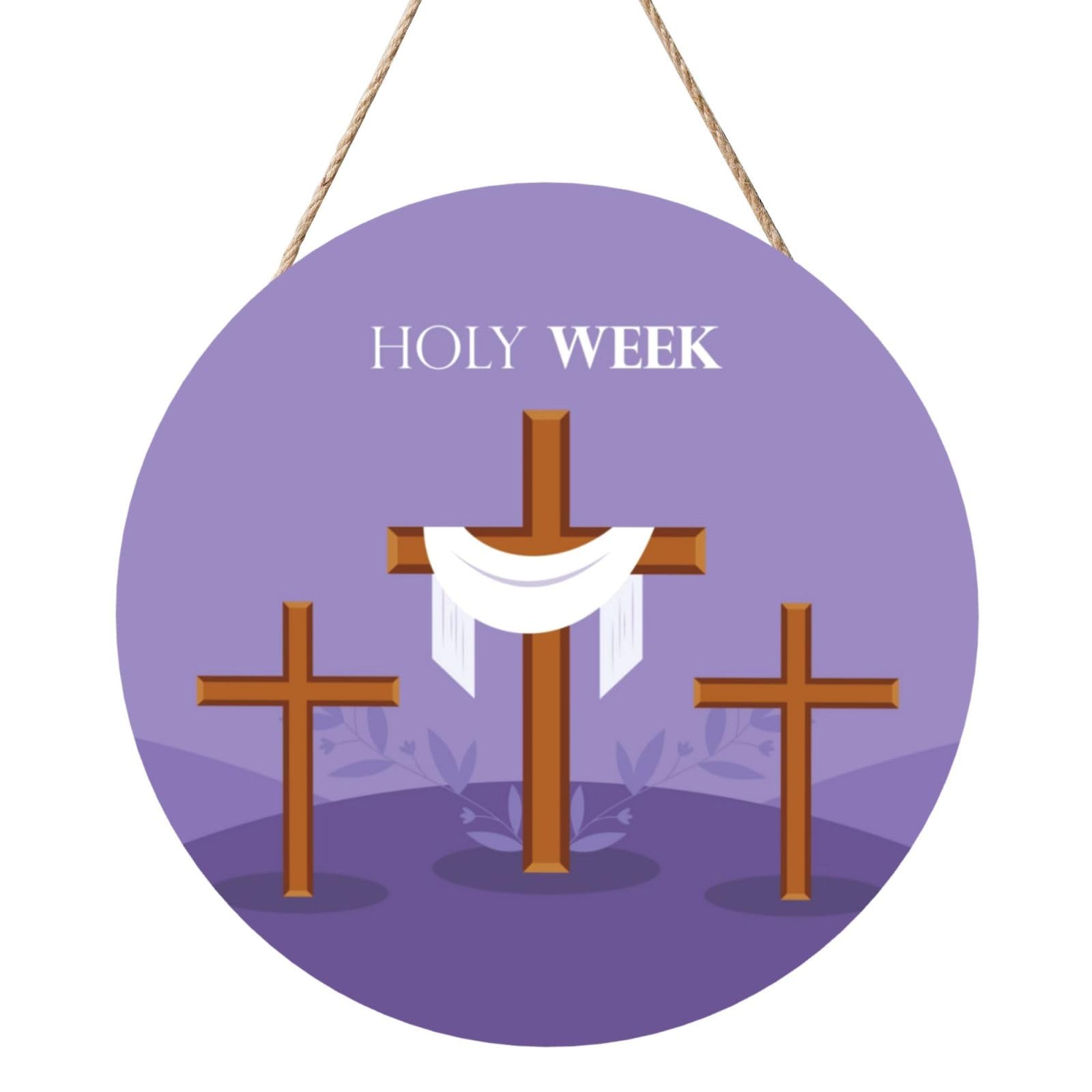 Holy Week Door Signs Plaques Wood Welcome Sign For Front Door Wall Hanging For Home Farmhouse Office Classroom Party Decoration