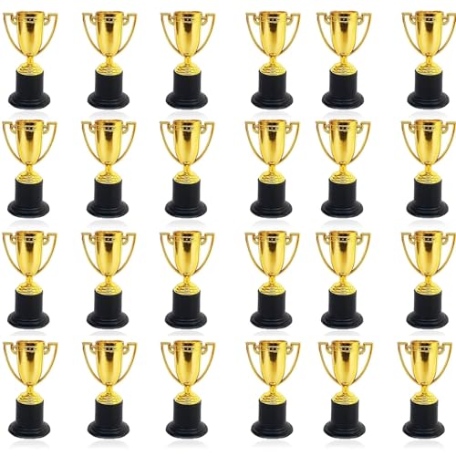 ZORVEXLYNX 24Pcs Mini Trophies, Trophies, Trophy Cup, Gold Trophy and Medals Classroom School Award Party Rewards Competition Ceremony Used for Various Rewards Competition