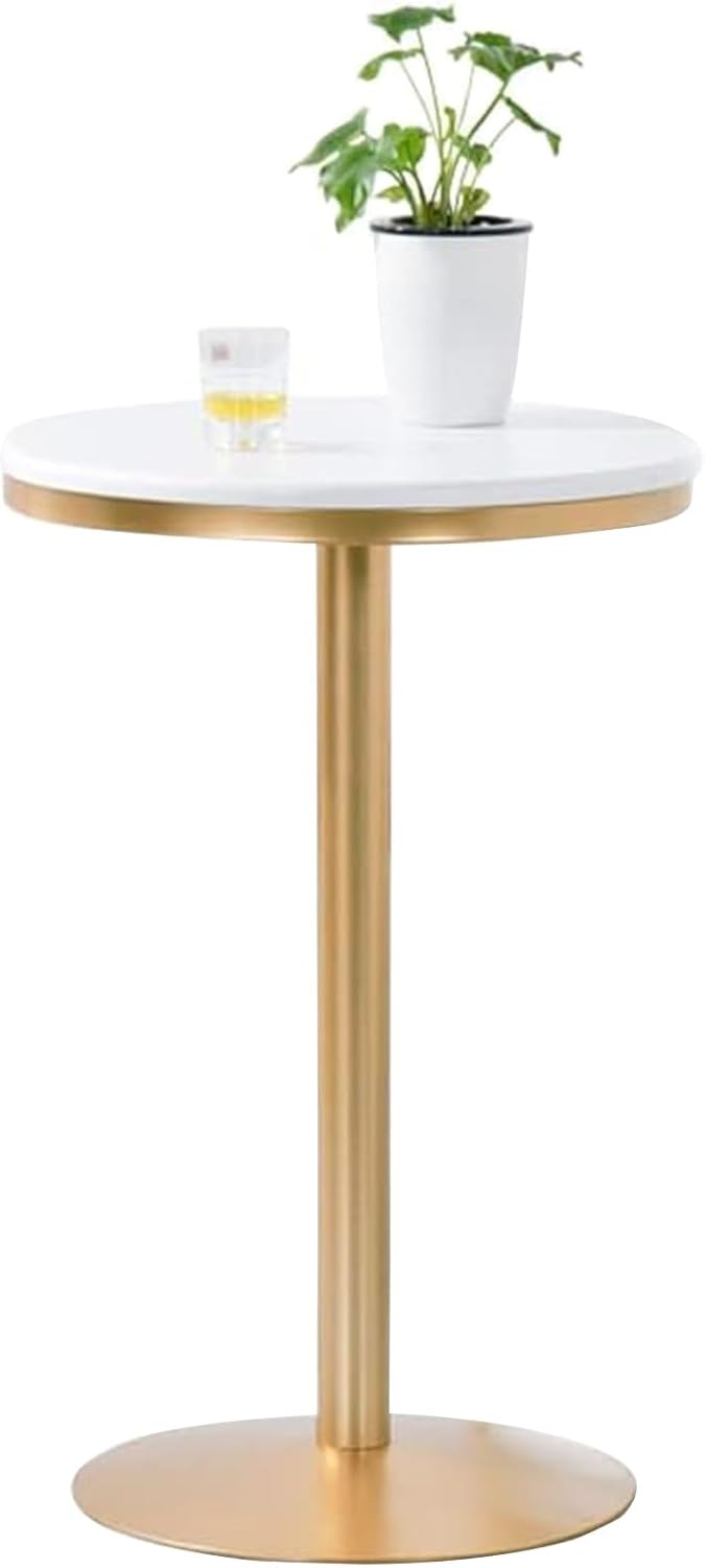 JATIBOSH 55cm Marble Round Bar Table, Removable Bistro Cocktail Standing Table, Easy to Clean Dining Table for Living Room,Cafe Leisure Table, White (Size : 55x75cm)