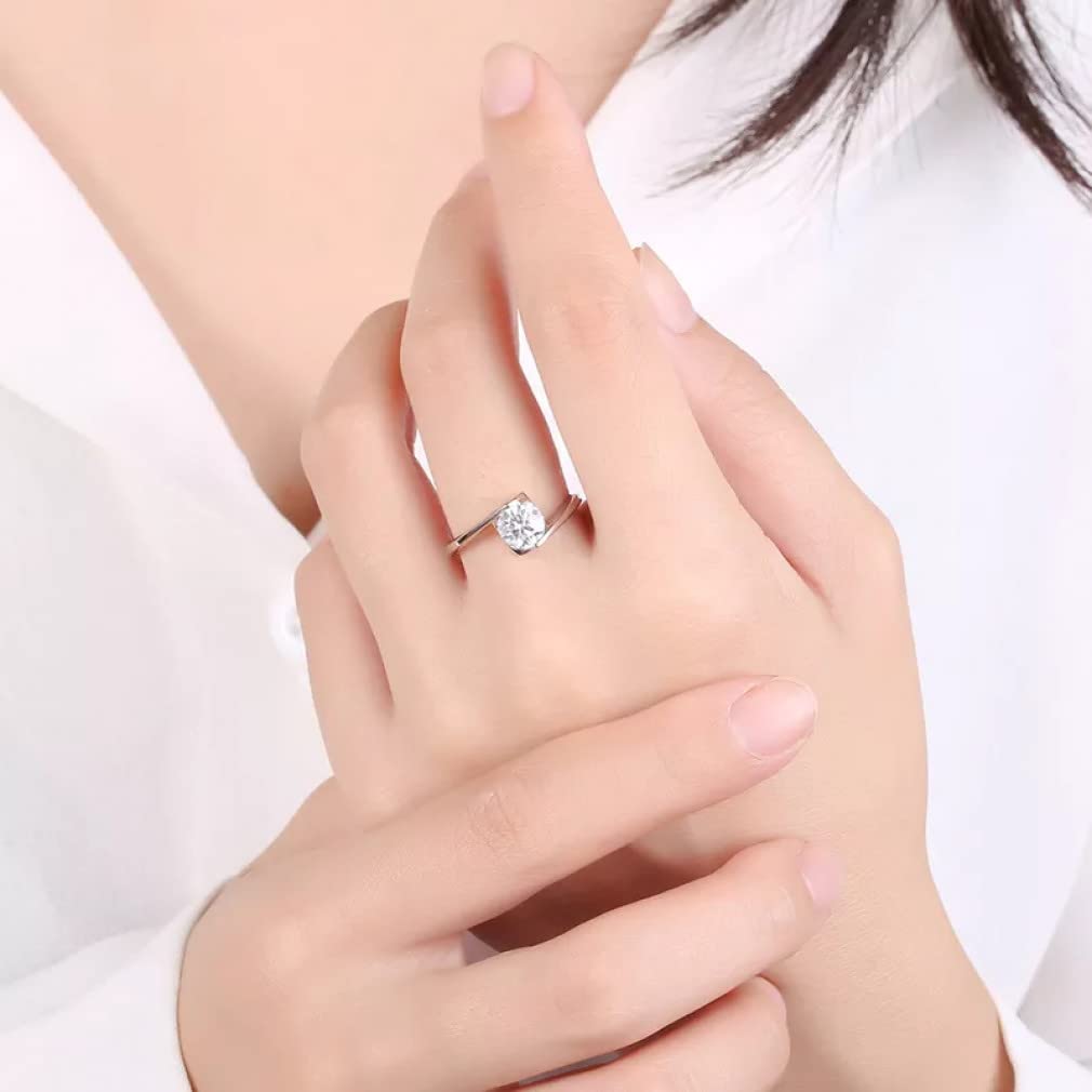 925 Sterling Silber Hohle Herzform Moissanite Offene Verstellbare Ringe Edlen Schmuck Hochzeit Verlobungsringe