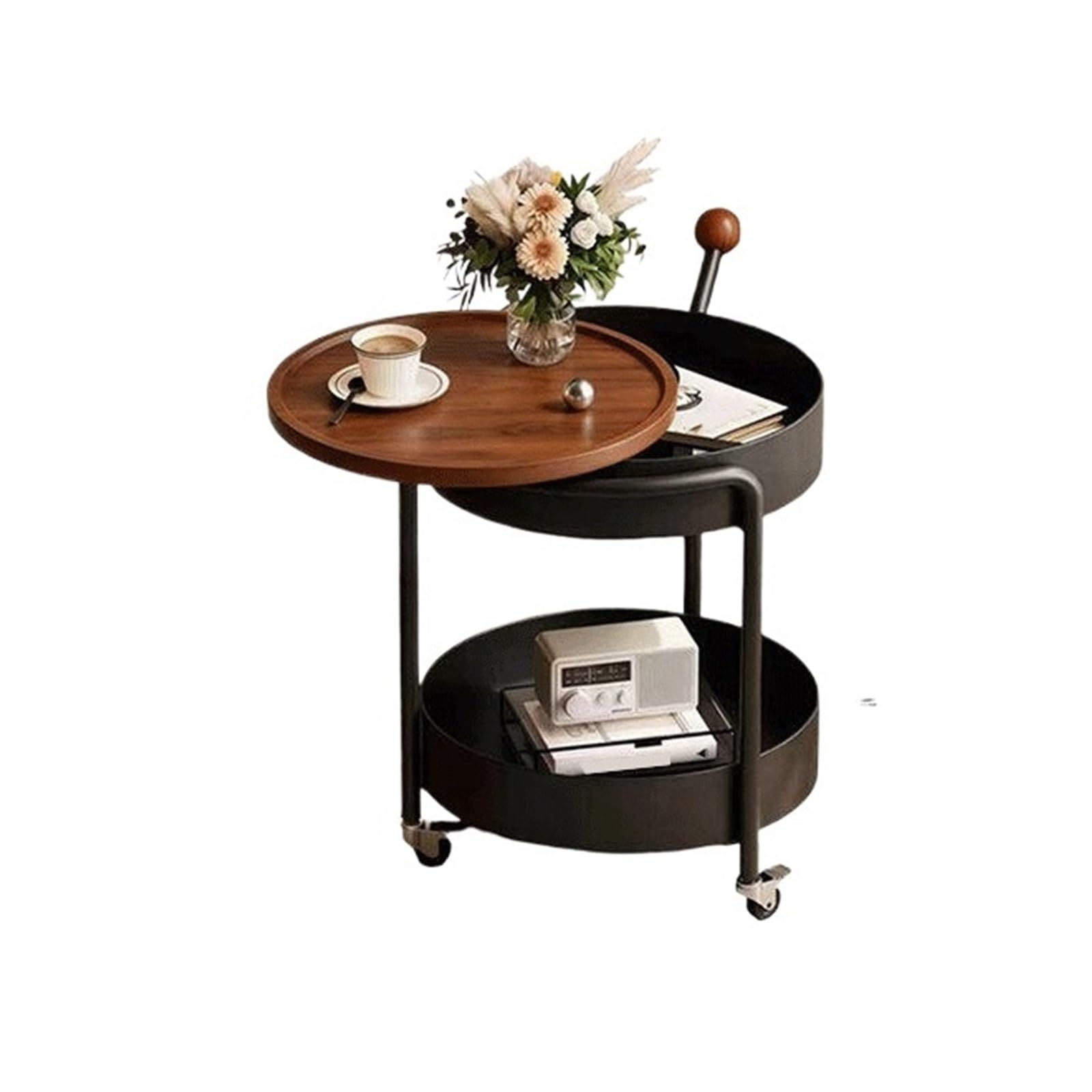 Table de chevet ronde à double plateau pour optimiser votre rangement