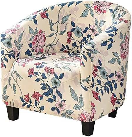 Tub Chair Covers with Cushion Cover Elastic Stretch Armchair Protector Slipcover Bucket Chair Cover For Living Room Reception,Yellow Bottom Leaves 2 Pcs Set