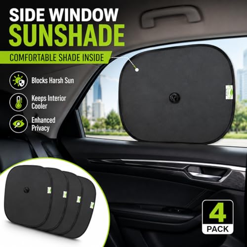 Image of DETACHI Car Side Window Sunshade for Cars 4 Pcs Black Mesh Sun Shade with Suction Cup Foldable Side Window Curtain for Sunlight, Glare & Privacy Portable Car Window Shade for Rear & Side Windows