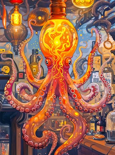 Cross & Glory - Octopus Alchemy: The Lava Experiment - 1000 Piece Jigsaw Puzzle for Adults | Science and Ocean Life Theme | Satin Finish | 20x27 Inches