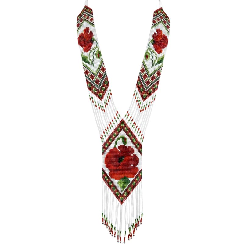 Collier ukrainien gerdan tressé main en perles de rocaille de haute qualité