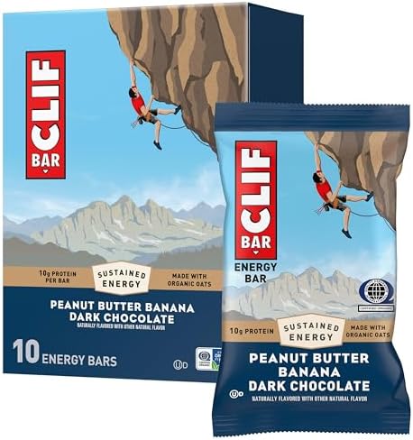 CLIF BAR Protein Energy Bars, Peanut Butter Banana + Dark Chocolate, 10ct