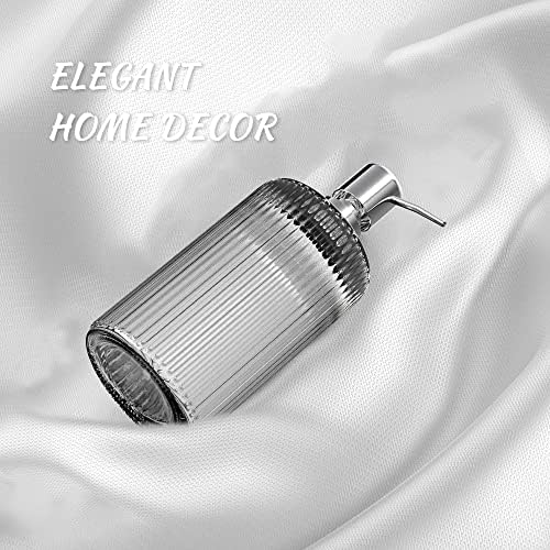 3 Pack Glass Soap Dispenser 17 Oz Versatile Lotion Liquid Soap Dish Dispenser Hand Soap Dispenser with Pump for Bathroom, Countertop, Kitchen, Laundry Room (Grey)