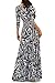Vivicastle Women's Printed V-Neck 3/4 Sleeve Wrap Waist Tie Long Maxi Dress (Large, D32, blk)
