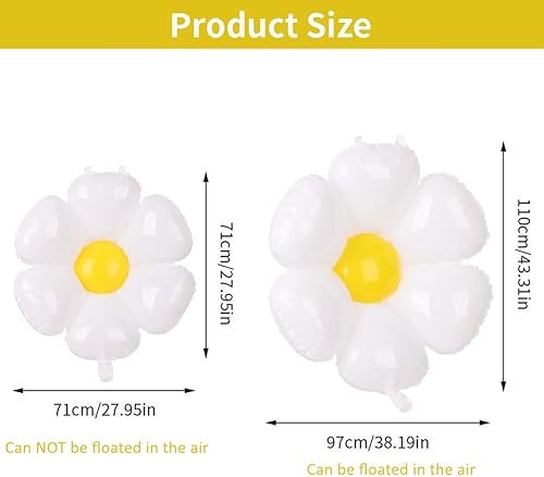 Miniatura 2 de Paquete de 8 globos de aluminio de margaritas blancas en forma de flor para globos de Mylar para San Valentín, graduación, baby shower, cumpleaños,