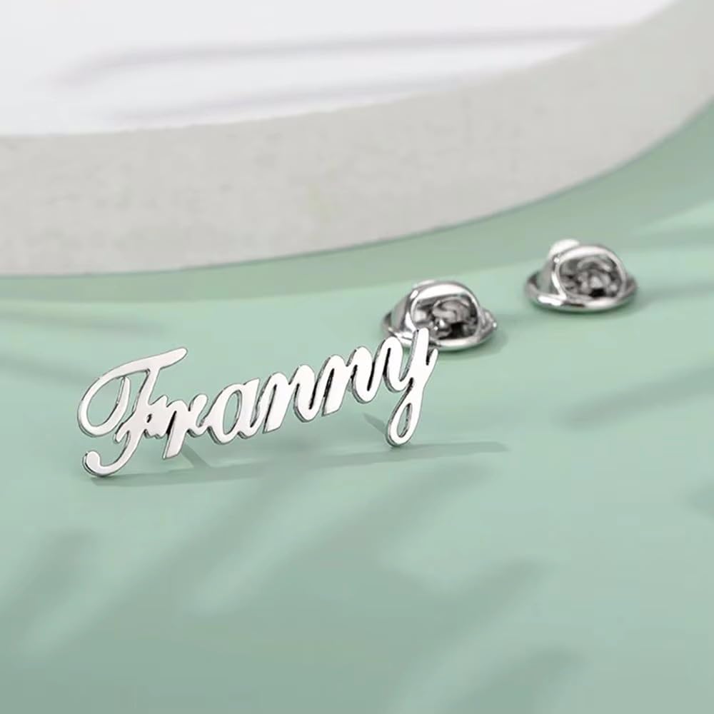 Stainless Steel Men’s Initials Brooch Pin, Personalized Letter Lapel Pin for Suit Jacket, Butterfly Clasp Tie Bar Alternative for Business Wedding, Custom Metal Badge