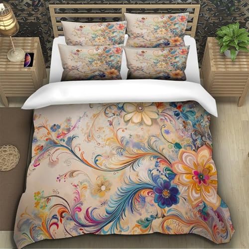 Parure de Lit 200x200 Hypoallergénique avec Housse de Couette 3D