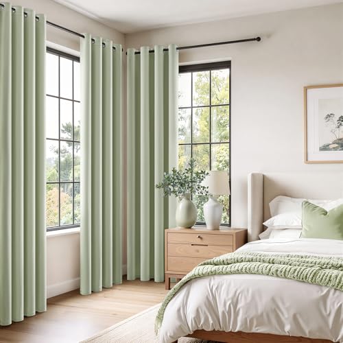 Rideau thermique isolant anti froid et chaleur pour chambre rideaux occultants vert sauge