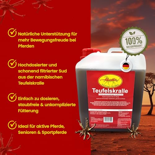 Scheidler horse-direkt Teufelskralle Liquid für Pferde 2500ml – Flüssiger Booster für mehr Bewegungsfreude – 100% Natürliches Ergänzungsfutter – Alternativ zu Teufelskralle Pulver/Pellets