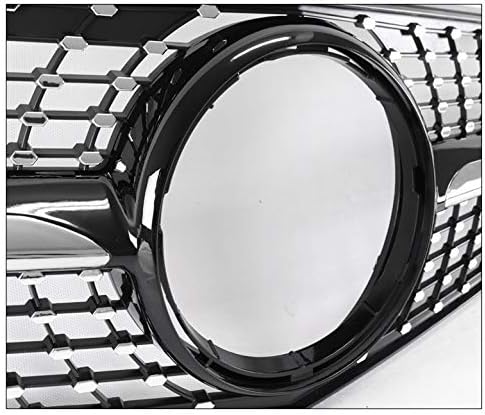 Diamond Style Front Upper Hood Grille Black/Chrome Compatible with 2008-2014 C-Class W204