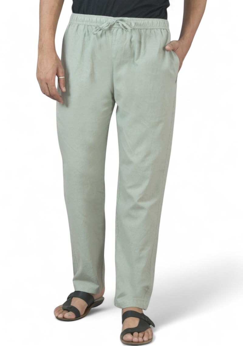 qashida Men’s Formal Cotton Pants, Pure Cotton, Elastic Waist with Drawstring, Formal & Lounge Wear-picture-13