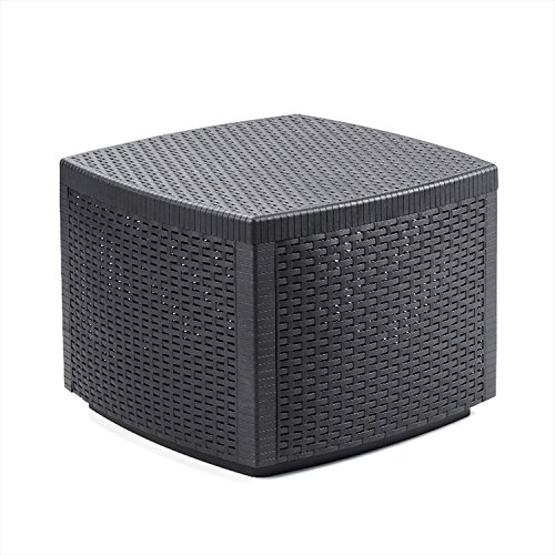 Mojawo Kunststoff Beistelltisch Rattan Design - mit Aufbewahrungsfach - Gartentisch - Balkonmöbel aus Kunststoff…