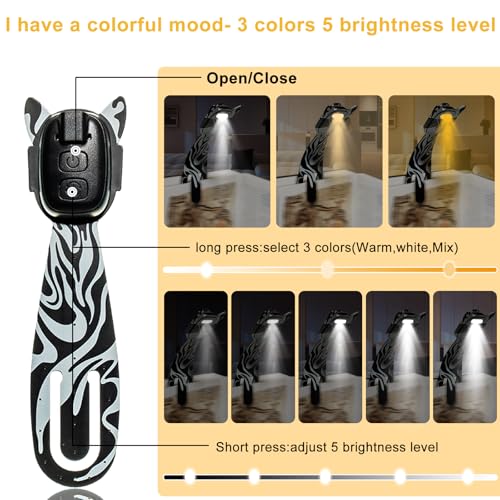 Image of MILA&LOUIS Rechargeable Book Lights for Reading at Night Portable Bookmark & Clip On USB Booklight for Readers in Bed Dimmable Brightness Small Cute LED Bedside Reading Lamp for Travel (Quicksand)