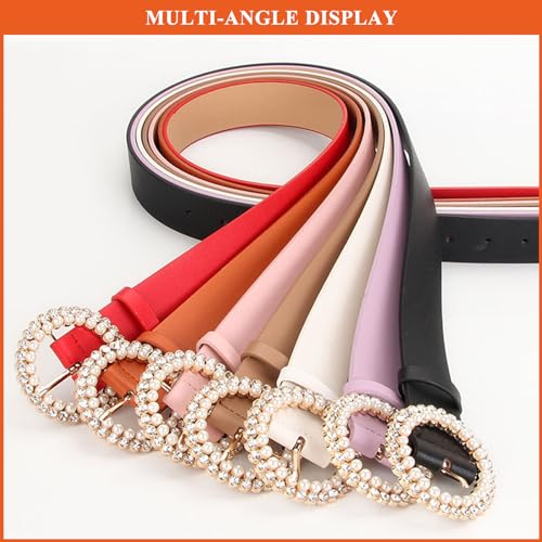 Western Belt for Women, Faux Leather Cowgirl Cowboy Waist Strap with Rhinestone Pin Buckle Belts2