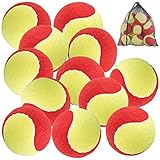 Speeron Tennis-Ball: 12er-Set Tennisbälle, 77 mm für Jugend & Beginner, gelb-rot, Tragenetz (Trainingsball)