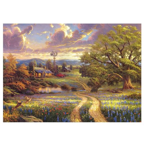 (26ｘ38cm)CHengQiSM 1000ピース ジグソーパズル マイクロピース 農家小屋 パズル 秋 花畑 風景 景色 おしゃれ インテリア プレゼント