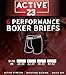 Active 23 Mens 6 Pack Dry Fit Performance Boxer Briefs for Men, Cooling Moisture Wicking Athletic Support Underwear, S