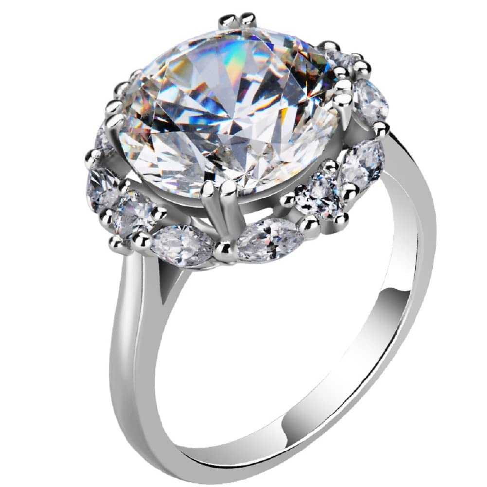 Apertura de 5 Quilates Ocho Corazones y Ocho Flechas Flecha Circonita cúbica AAA Blanca Oro Rosa Piedra Principal Grande Anillos de Boda de Compromiso de cóctel Oro de 14 Quilates Anillos de halo de