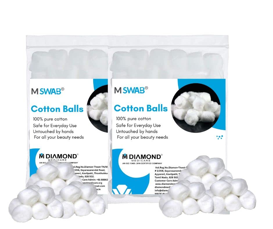M swab- Cotton balls-100 Nos - White-image-8
