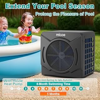 MICOE 17,000 BTU Energy-Efficient Electric Pool Heater for Above Ground Pools up to 5,000 Gallons, Ultra-Quiet 50 dB, 110–120V, Easy Install Kit Included