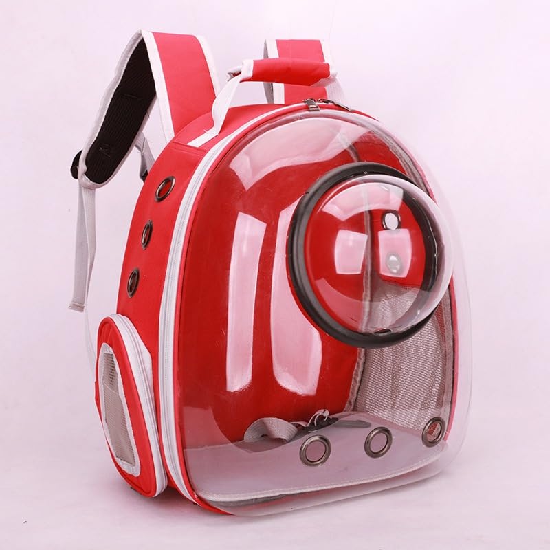 Mochila de Transporte Pet com Visor Transparente, Bolsa para Gato e Cachorro de Pequeno Porte com Ventilação e Alças Ajustáveis(Vermelho-Versão Atualizada)