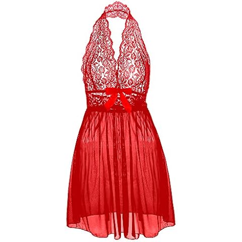 SWISH Sexy Plus Size Halter Night Dress Babydoll Lingerie for Women (6XL, Red) Cover