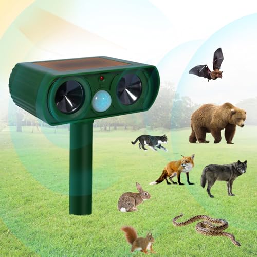 PQETBV Répulsif Chat Ultrason à Energie, Repulsif Chat Exterieur Ultrason, Étanche Répulsif Chat Répulsif avec Détecteur de Mouvement pour Anti Chats Chiens Souris...