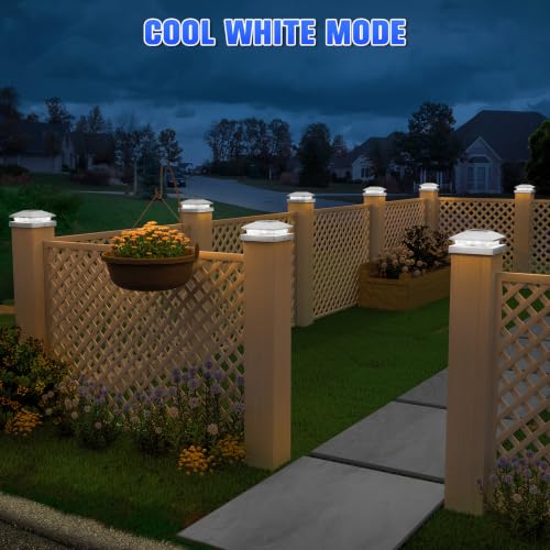APONUO Solar Post Cap Lights for 4x4 Posts - IP64 Waterproof, 6500K LED, No-Wire Fence Lights & Deck Lights for Patio Garden Yard Patio, Black-Cool White, 6 Pack by APONUO - Used condition - Image 5