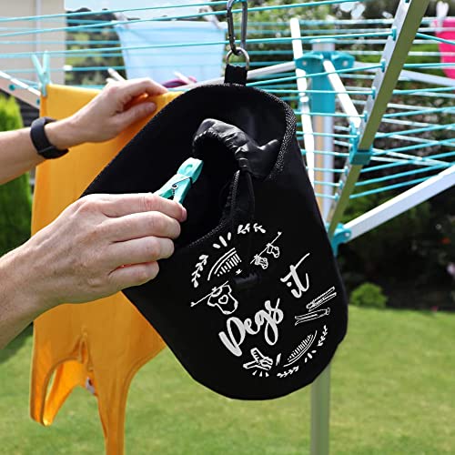 Large Peg Bag with 144 Pcs Strong Plastic Clothes Pegs for Washing Line for Securing up to 300 Laundry Pegs | Hanging Clothesline Peg Bags with Pegs - Image 6