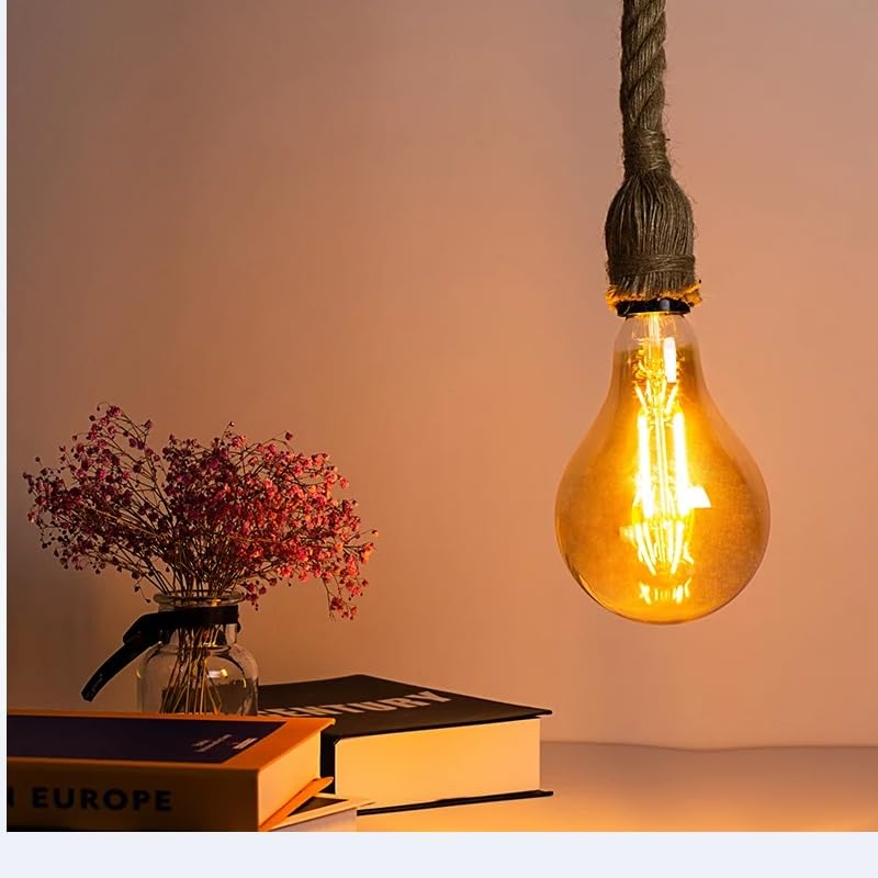 Image of Natural Jute Rope Hanging Pendant Light for Ceiling - Rustic Antique Decor, E-27 Holder, Blub not Included Pack of 2