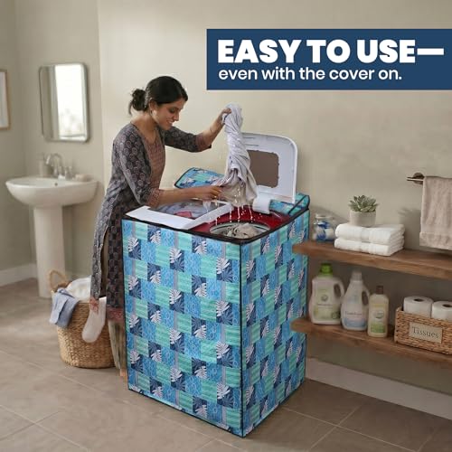 Image of DREAM CARE Waterproof & Dustproof Washing Machine Cover Top Load & Semi Automatic Suitable for 8 kg, 8.2 kg, 8.5 kg (89 x 99 x 55 cms)