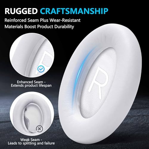 Repuesto de almohadillas para orejas para audífonos Bose QuietComfort(QC) 45 35 35 ii, cuero más suave premium, espuma viscoelástica de alta densidad, almohadillas de cancelación y aislamiento de ruido miniatura 3