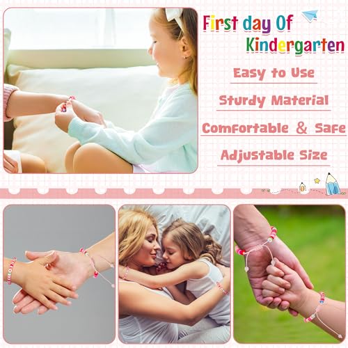 Image of Back to School Supplies, First Day of Kindergarten Bracelet, Back to School Bracelet Mommy and Me, Prek Matching Wish Bracelets Set, Adjustable Bracelet for Boys Girls Gifts Stuff Bulk