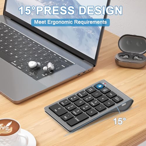 Noox Bluetooth Number Pad For Laptop Rechargable - Wired & Wireless Numeric Keypad 2In1-22 Key Usb Keypad For Data Entry thumb #4