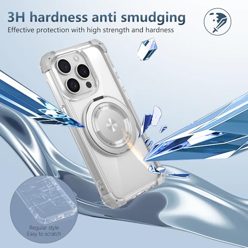 Image of Cubix Back Cover Case for iPhone 14 Pro Hard PC + TPU | Metal Ring Kickstand | 1500g Magnetic Hold | 360 Rotating Stand | Military Drop Protection | Air Cushioned Corners