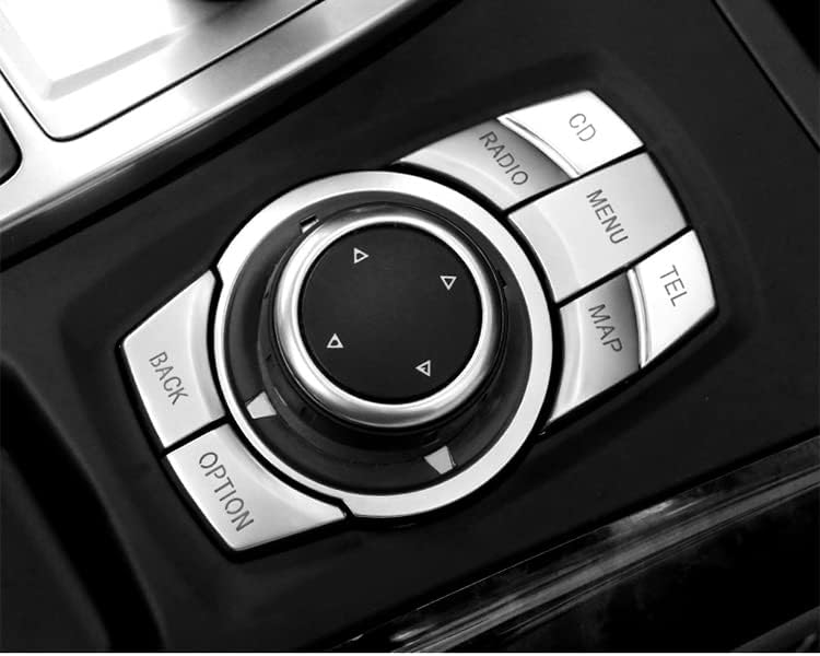 Miniatura 8 de Toworldit - Adhesivo decorativo con botón multimedia plateado compatible con BMW 1 2 3 5 7 Series X1 X3 X5 X6 7 teclas multimedia iDrive botón de