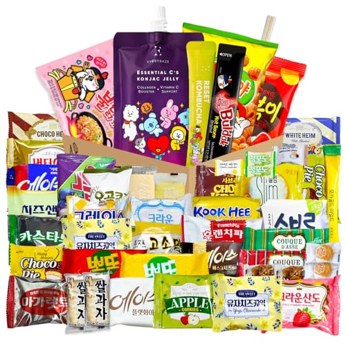 Korean Snack Box 48 Count - Variety of Individually Wrapped Korean Snacks with Chips, Cookies, Ramen and Candy for Kids, Children, College Students, and Adults. Gift Box for K-Food Lovers - Journey of Korea