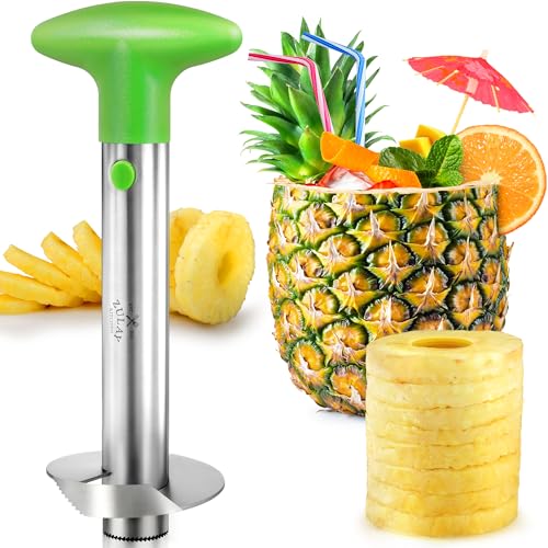Image of Zulay Kitchen Pineapple Corer and Slicer Tool - Stainless Steel Pineapple Cutter with Eye Remover Tool - Ergonomic Handle & Easy Core Remover - Reinforced Heavy-Duty Blade - Lime Green