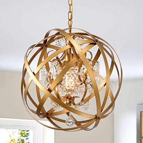 Warehouse Of Tiffany Hm234/1Mg Verite 19 Inch Matte Gold With 1 Light Globe Metal Shade Chandelier #TOP2
