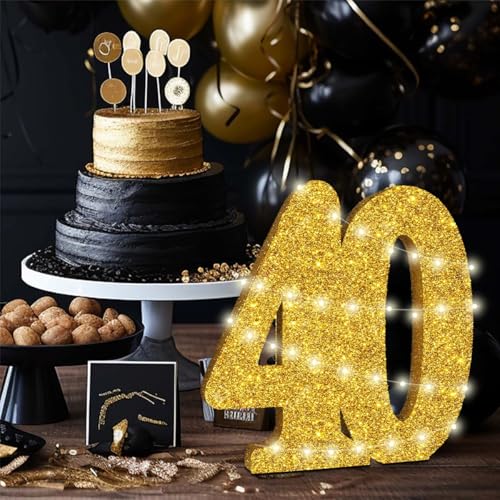 Decoraciones de 40 aniversario con centros de mesa de 30 cm 4