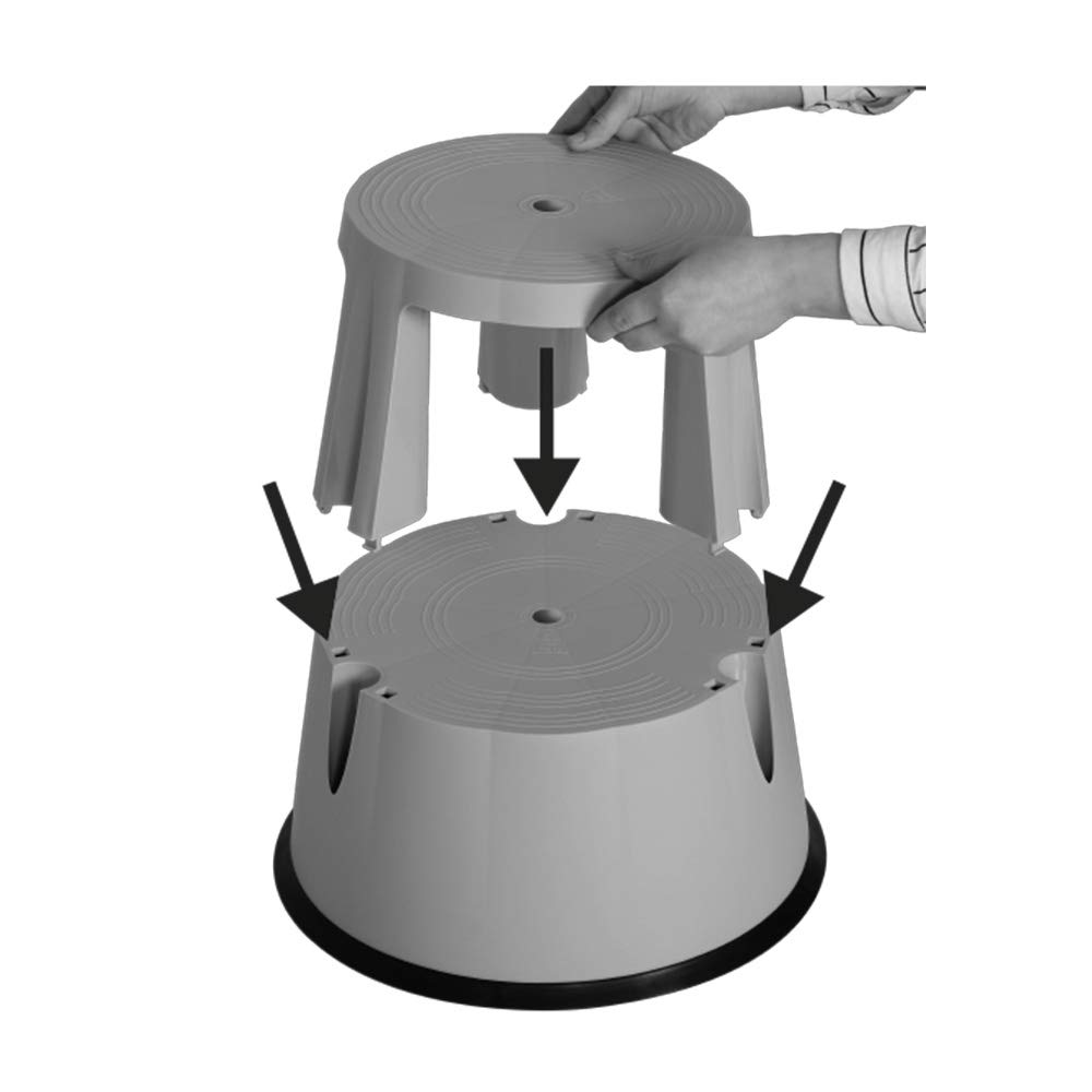 Sgabello Con Ruote A Scomparsa - Scalino Mobile, Base In Gomma Antiscivolo, Portata 150 Kg, Colore Blu